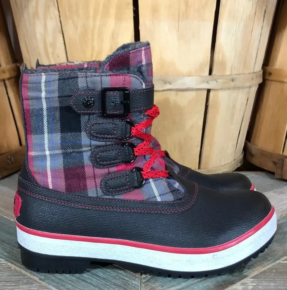 UGG Decatur Sugar Plum Plaid Wool Flannel Waterproof Insulated Boots Womens 6